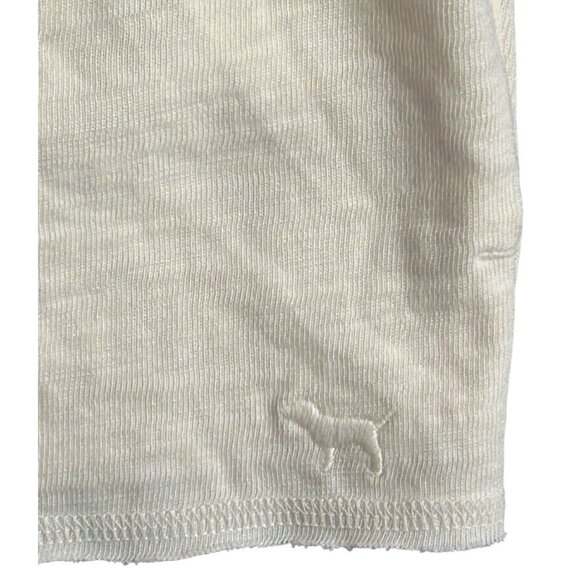 Victoria's Secret Pink Lounge Slub Cotton Full Zip Hoodie Cream Ivory Pockets XL - Picture 4 of 7